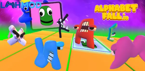 Ảnh 3 của Tải Alphabet Fall.io APK v1.0.63.1 cho Android iOS Giao diện Alphabet Fall.io với các nhân vật hoạt hình vui nhộn