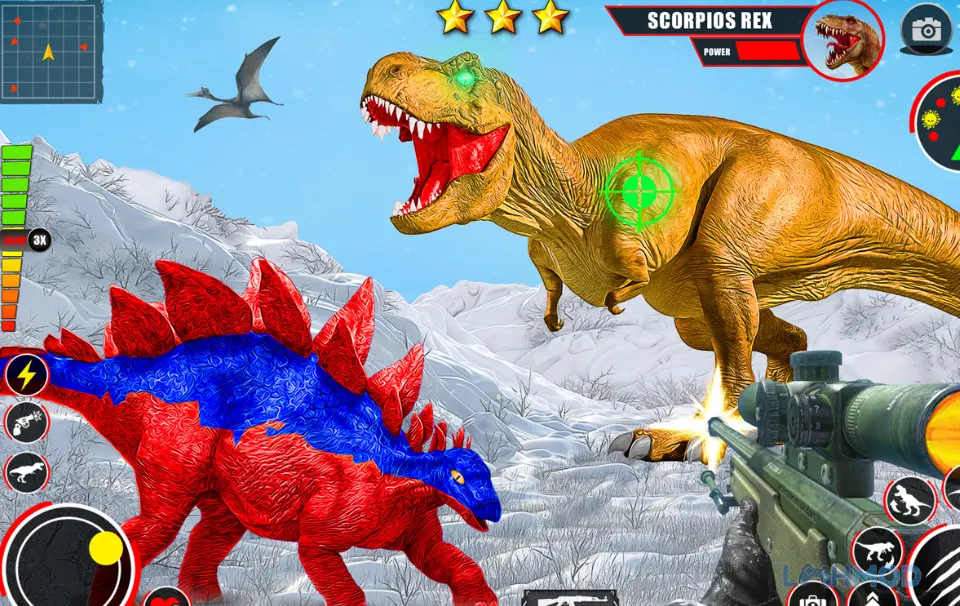Ảnh 3 của Tải Animal Hunter 3D Hunting Games Apk 1.42 cho Android iOs Thợ săn ẩn nấp trong bụi cây theo dõi mục tiêu khủng long