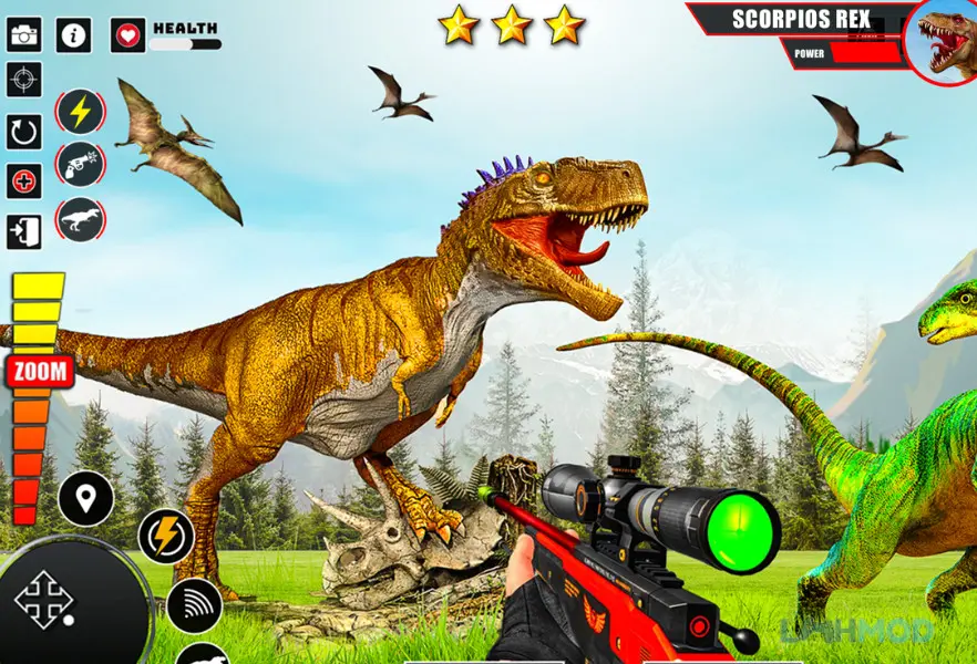 Ảnh 4 của Tải Animal Hunter 3D Hunting Games Apk 1.42 cho Android iOs Thợ săn với súng trường đang di chuyển trong rừng