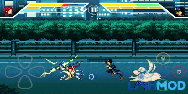 Ảnh 3 của Anime: The Multiverse War MOD APK 1.8 (Vô hạn tiền) Android iOS Một trận chiến đối kháng đang diễn ra với hiệu ứng kỹ năng bắt mắt