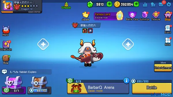 Ảnh 1 của Tải BarbarQ Mod Apk 1.0.52 (Vô hạn tiền) Android, IOS Cận cảnh giao diện chiến đấu trong game BarbarQ Mod