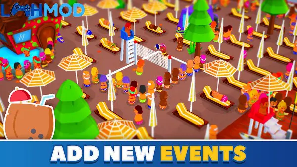 Ảnh 2 của Beach Club Tycoon MOD APK 1.0.94 (Collect Crystal Multiplier) Beach Club Tycoon Gameplay