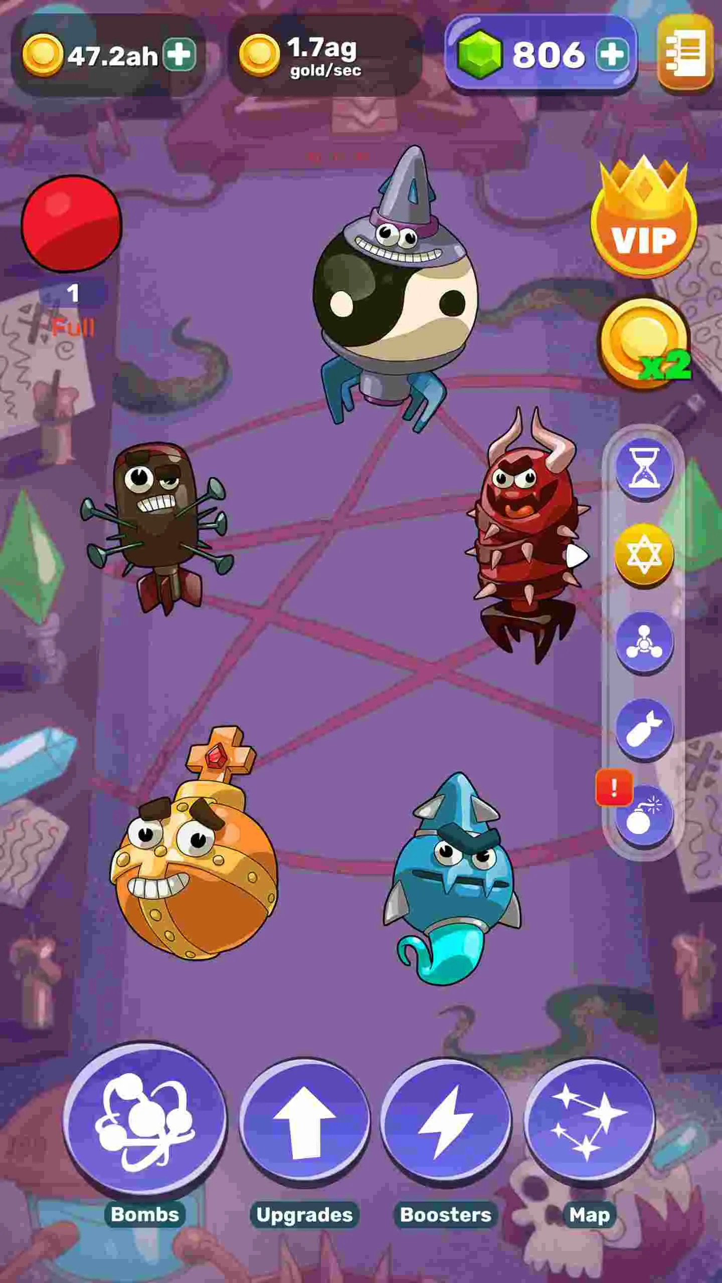 Ảnh 2 của Tải game BIG BANG Evolution Mod APK v1.4.1 (Menu, Vô Hạn Tiền) Màn hình gameplay chính của BIG BANG Evolution Mod với các nguyên tố bom