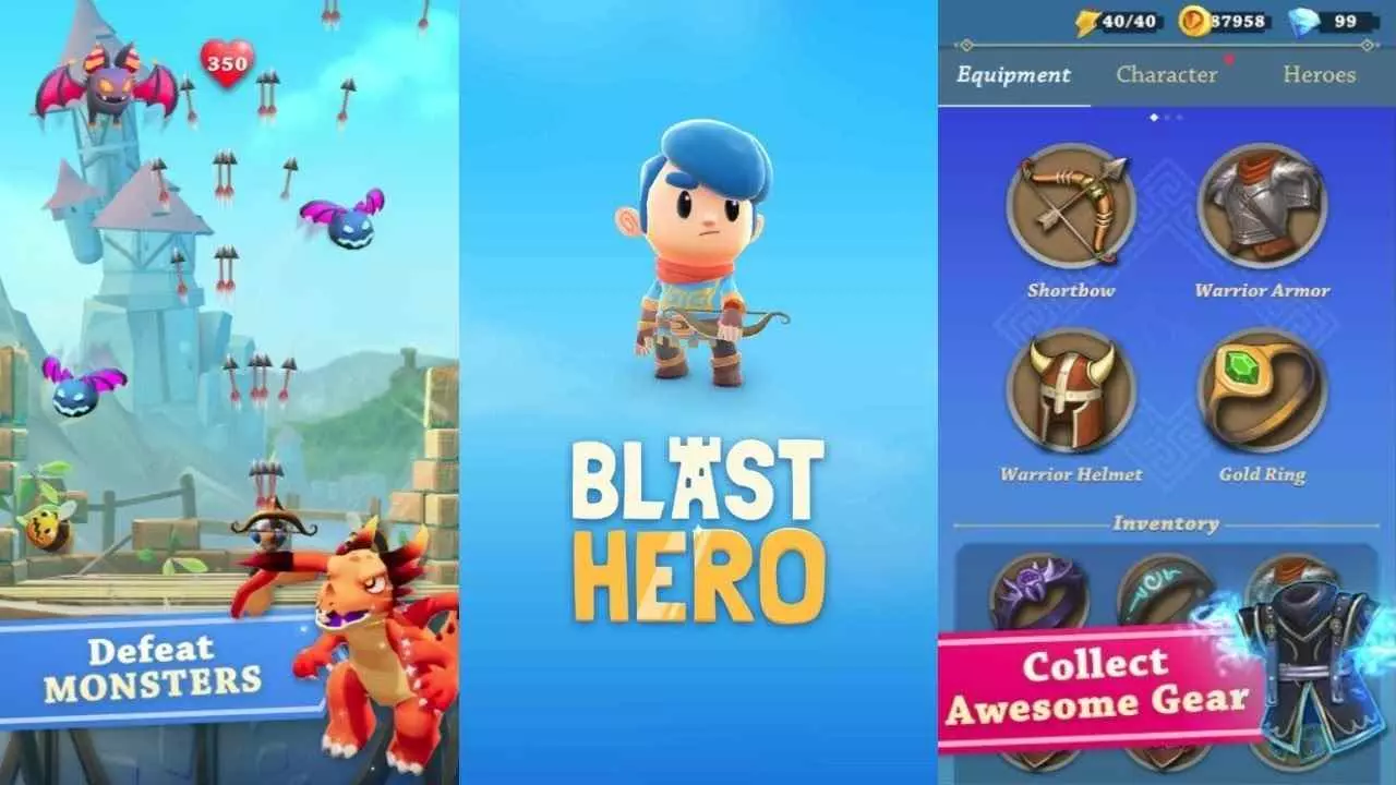 Ảnh 4 của Blast Hero Mod APK 0.19.70 (Menu, Vô Hạn Tiền) Màn hình nâng cấp nhân vật và kỹ năng trong Blast Hero Mod