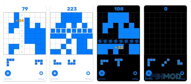 Ảnh 1 của Tải Block Puzzle-Classic Style Apk 2.7 cho Android iOs Ảnh minh họa lối chơi cơ bản của Block Puzzle-Classic Style với các khối hình trên lưới 8x8