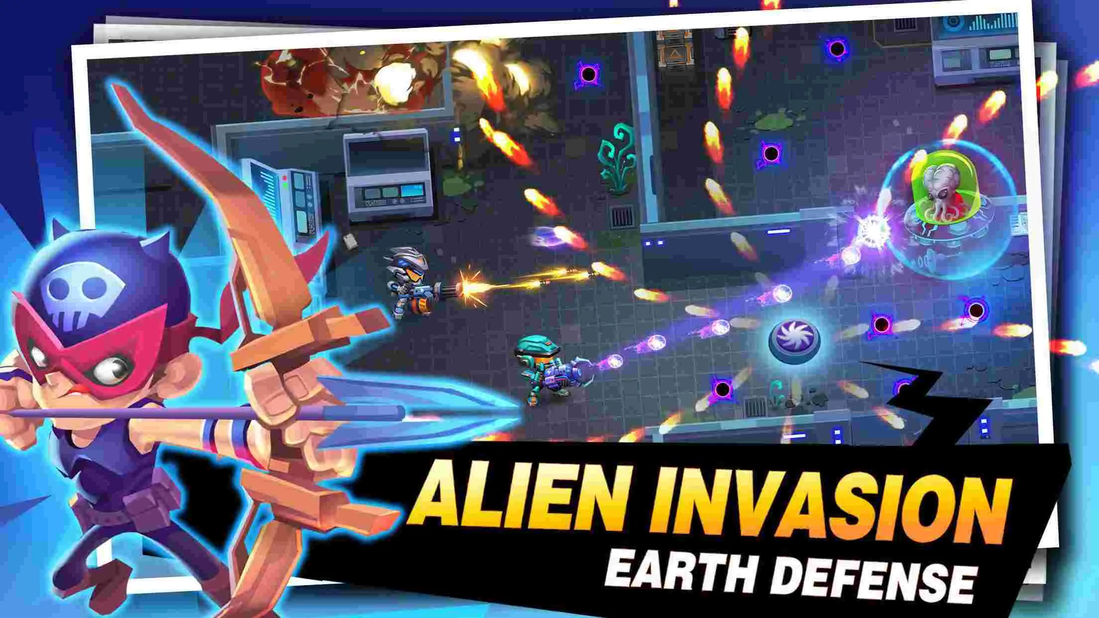 Ảnh 2 của Tải game Bullet Brawl Mod APK 1.0.4 (Vô hạn tiền, bomb, sức khỏe) Cảnh chiến đấu kịch tính trong Bullet Brawl Mod với nhân vật đang tấn công zombie