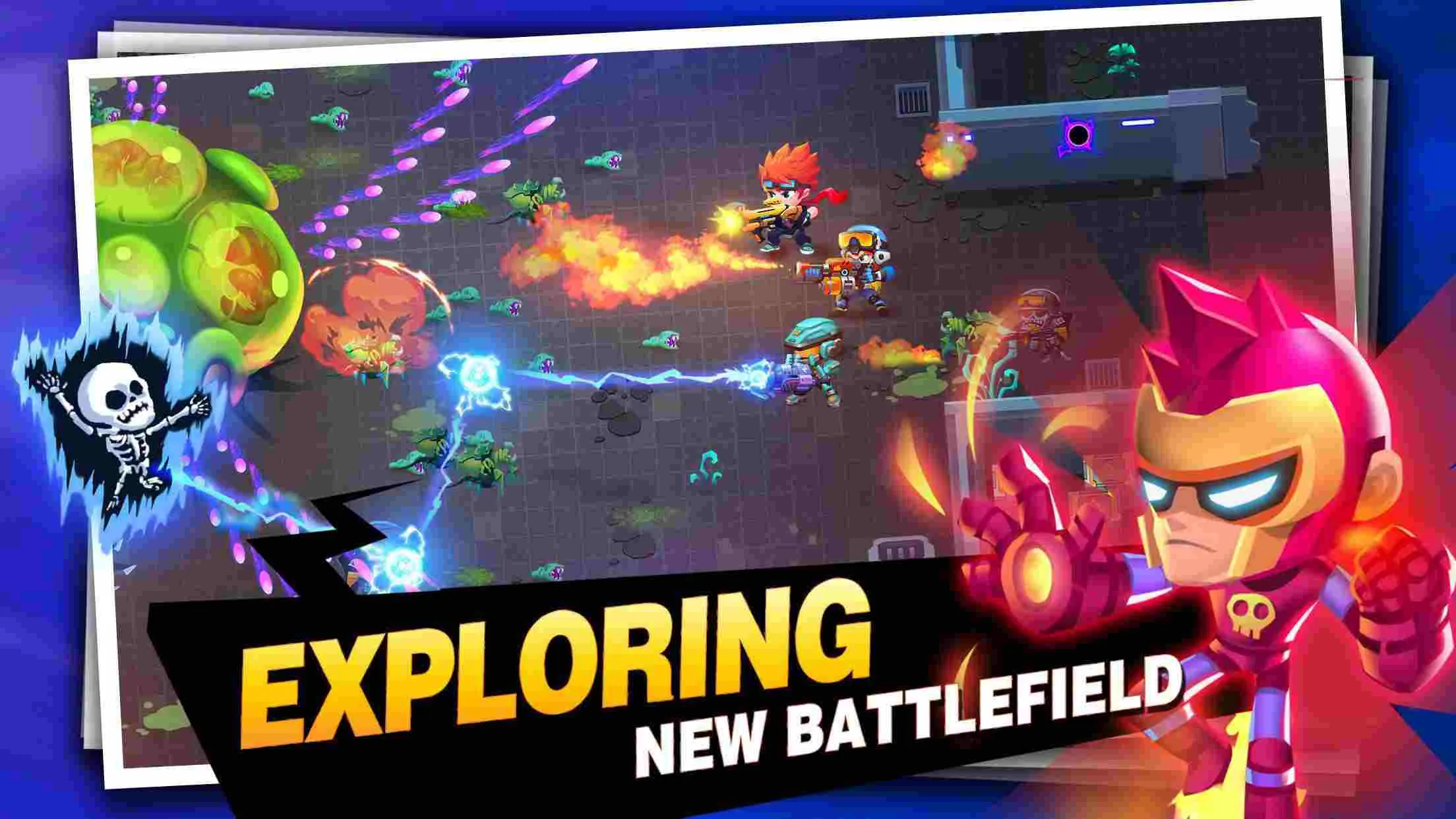 Ảnh 3 của Tải game Bullet Brawl Mod APK 1.0.4 (Vô hạn tiền, bomb, sức khỏe) Hình ảnh nhân vật chính trang bị vũ khí hiện đại trong game Bullet Brawl Mod