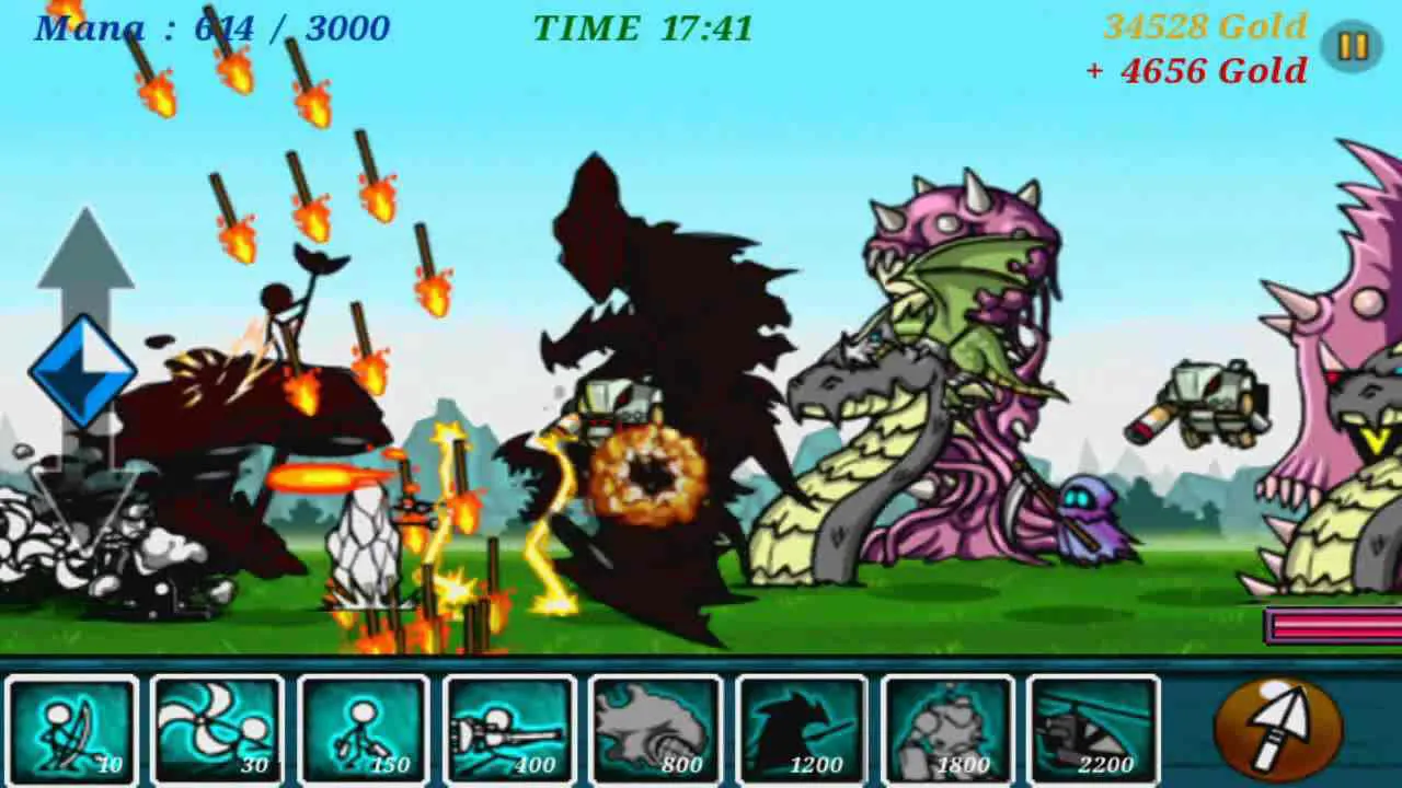 Ảnh 4 của Tải game Cartoon Wars Mod APK 1.1.7 (Vô Hạn Xu) Alt text: Cảnh chiến đấu tổng lực với nhiều đơn vị lính trên chiến trường