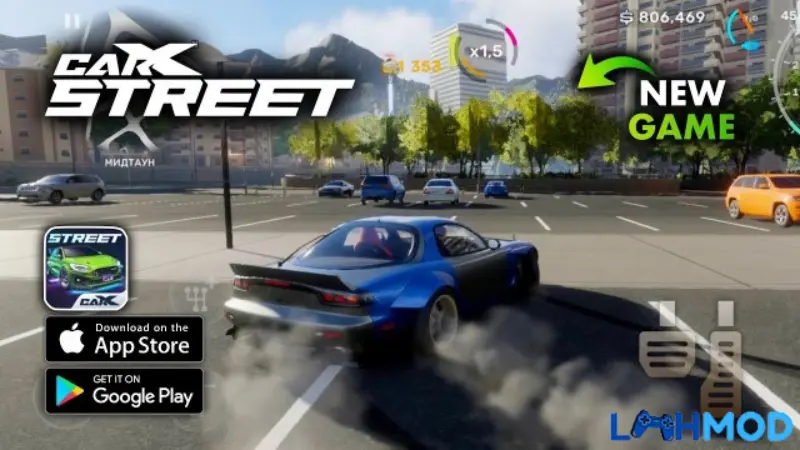 Ảnh 2 của Tải CarX Street Mod Apk v1.14.1 (Vô hạn tiền) cho Android Cảnh đường phố trong game CarX Street với hiệu ứng ánh sáng chân thực