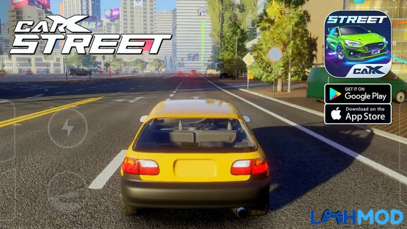 Ảnh 3 của Tải CarX Street Mod Apk v1.14.1 (Vô hạn tiền) cho Android Cận cảnh xe đua đang drift trên đường trong CarX Street Mod