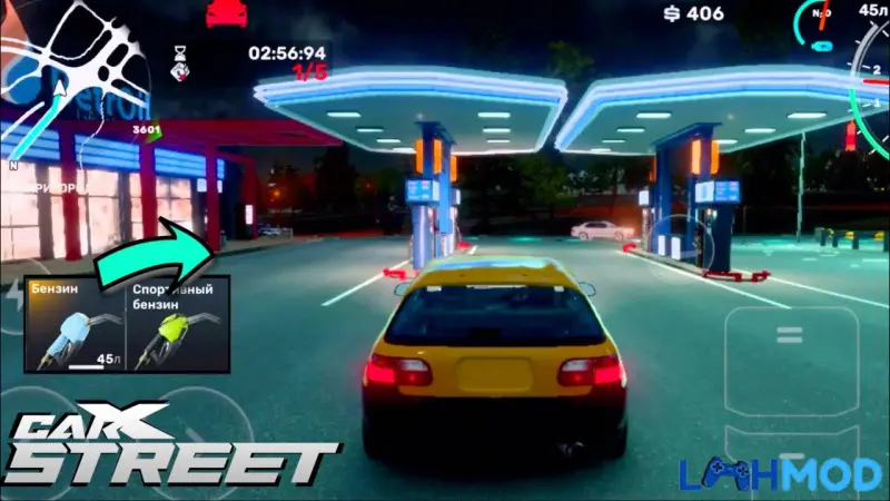 Ảnh 4 của Tải CarX Street Mod Apk v1.14.1 (Vô hạn tiền) cho Android Góc nhìn từ buồng lái của một chiếc xe đua trong CarX Street Mod