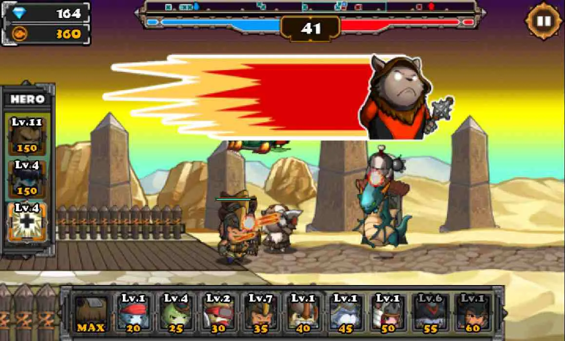 Ảnh 2 của Cat War2 Mod APK 2.4 (Menu, Kim Cương, Diamonds) Giao diện chiến đấu trong Cat War2 Mod với quân đội mèo đang tiến công