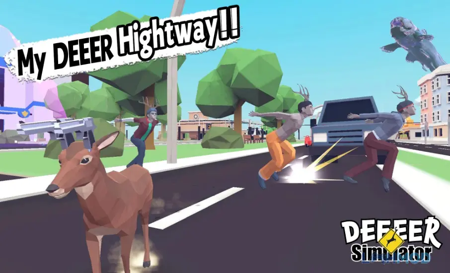 Ảnh 2 của Tải Chú Nai Lạ Thường Mod Apk 1.0 (Không quảng cáo)) cho Android iOs Chú nai trong DEEEER Simulator đang gây náo loạn trong khu phố