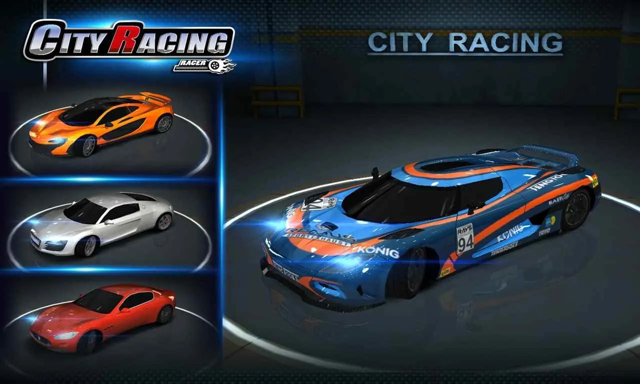 Ảnh 3 của City Racing 3D Mod APK 5.8.5017 (Menu, Vô Hạn Tiền) Cảnh một chiếc xe đua đang thực hiện cú drift trên đường phố với các hiệu ứng khói và tốc độ