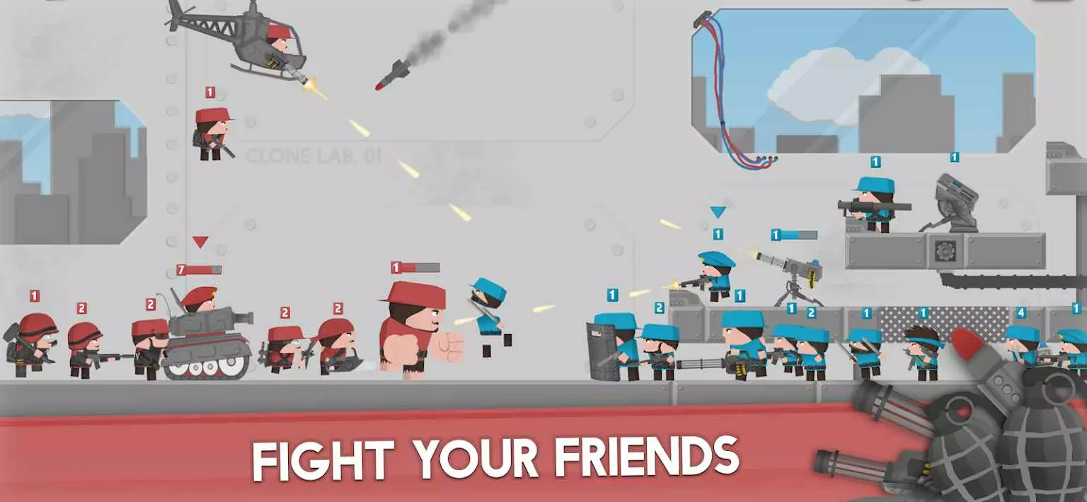 Ảnh 5 của Tải game Clone Armies Mod APK 9022.14.02 (Vô Hạn Tiền, Mở khóa Skin) Giao diện chọn đơn vị và nâng cấp trong Clone Armies