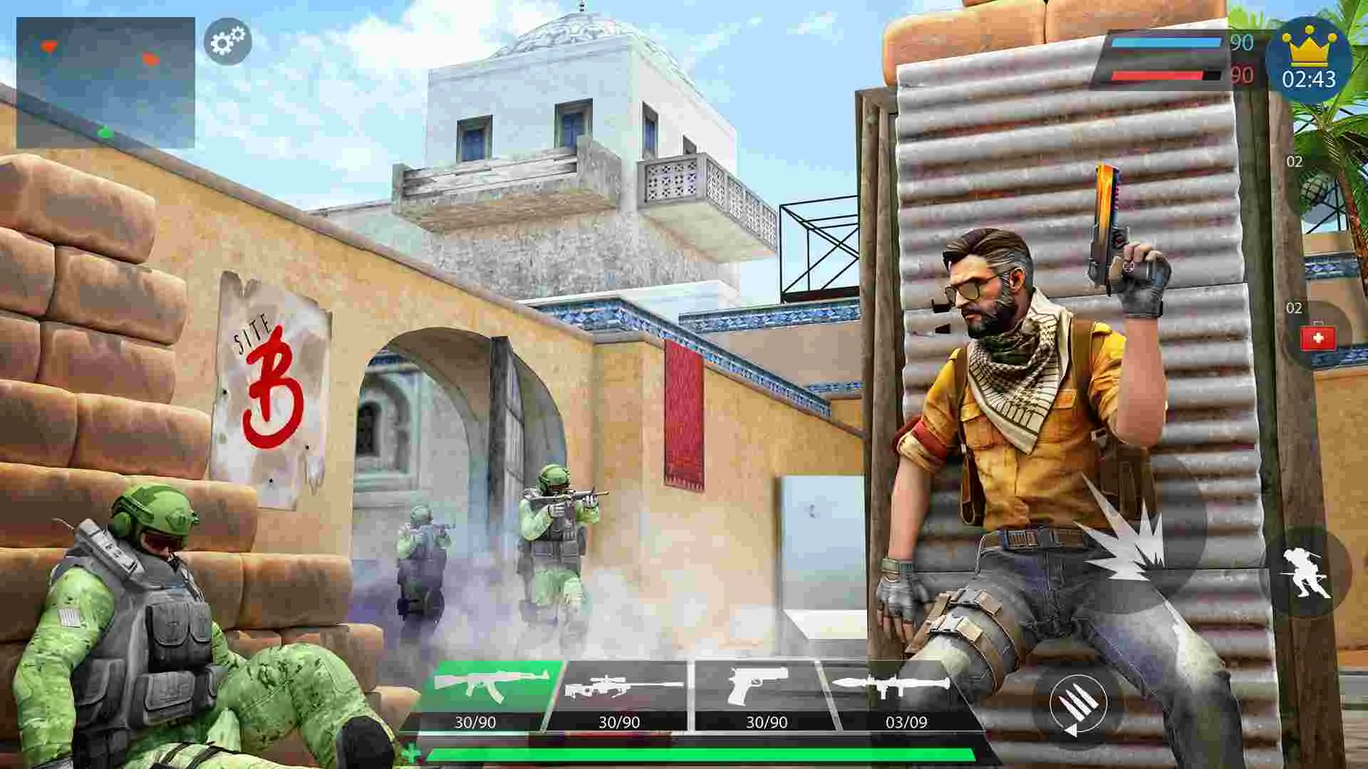 Ảnh 2 của Commando Gun Shooting Games 3D Mod APK 3.9 (Menu, Bất tử, Đạn, Onehit) Giao diện điều khiển và các loại súng trong Commando Gun Shooting Games 3D Mod