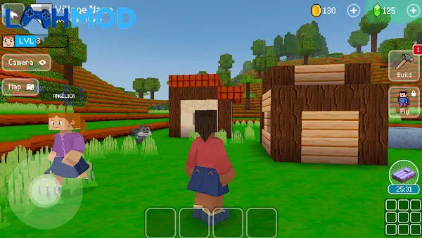 Ảnh 2 của Tải Craft & Mine 3D: Idle Merge APK 1.0.18 Android iOS Toàn cảnh một ngôi làng được xây dựng trong Craft & Mine 3D: Idle Merge
