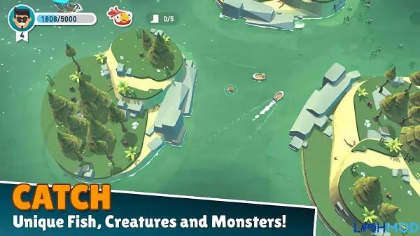 Ảnh 2 của Tải Creatures of the Deep: Fishing Apk 1.26 Cần thủ đang câu cá trong một khung cảnh biển đẹp mắt