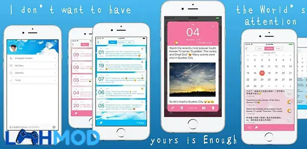 Ảnh 3 của Daily Diary MOD APK 1.02.71.0601 (Mở Khóa Pro) Android iOS Daily Diary hiển thị giao diện tùy chỉnh ghi chú với các tùy chọn màu sắc và phông chữ