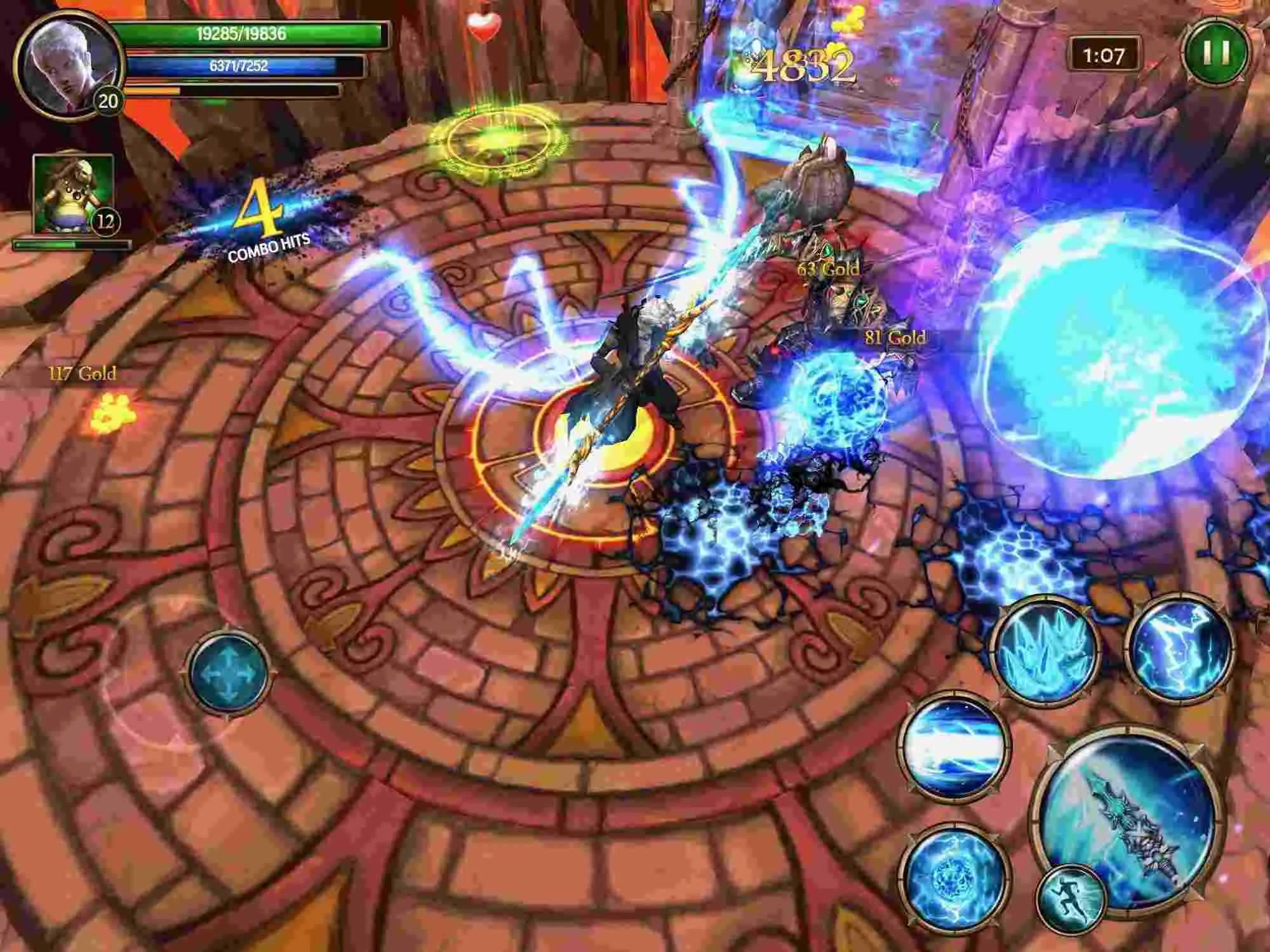 Ảnh 2 của Tải game Dawnblade Mod APK v1.6.5 (Menu, Vô hạn tiền, bất tử) Cảnh một chiến binh đang sử dụng kỹ năng tấn công trong game Dawnblade Mod