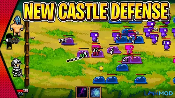 Ảnh 1 của Tải Days Bygone – Castle Defense MOD APK v2.6.4 (Full Tiền, Kim Cương) Người chơi đang phòng thủ lâu đài trước sự tấn công của quái vật trong Days Bygone – Castle Defense