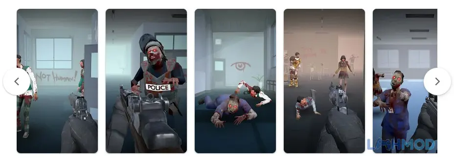 Ảnh 2 của Tải Dead Raid Mod Apk 1.7.1 (Free Phần thưởng) cho Android iOs Nhân vật trong game Dead Raid Zombie Shooter 3D đối mặt với bầy xác sống