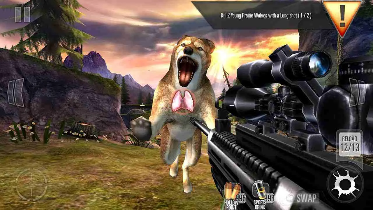 Ảnh 3 của Tải game DEER HUNTER CLASSIC Mod APK 3.14.0 (Vô Hạn Tiền) Hình ảnh cận cảnh một khẩu súng bắn tỉa được trang bị đầy đủ