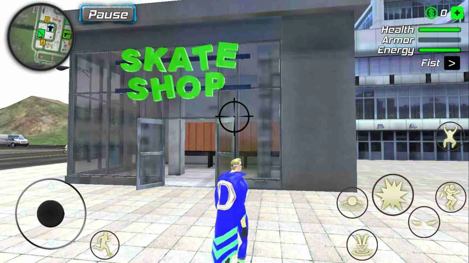 Ảnh 5 của Dollar hero: Grand Vegas Police Mod APK 1.1.8 (Vô hạn skills, mana) Siêu anh hùng Dollar hero đang đứng trên nóc nhà cao tầng