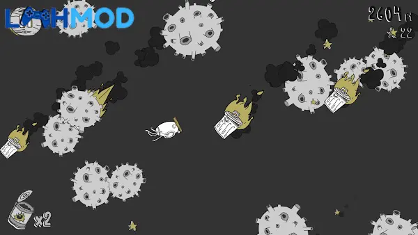Ảnh 4 của Tải game Doofus Drop MOD APK 1.0.42 (Vô hạn tiền) cho Android iOS Màn hình kết thúc một vòng chơi với điểm số và các vật phẩm đã thu thập
