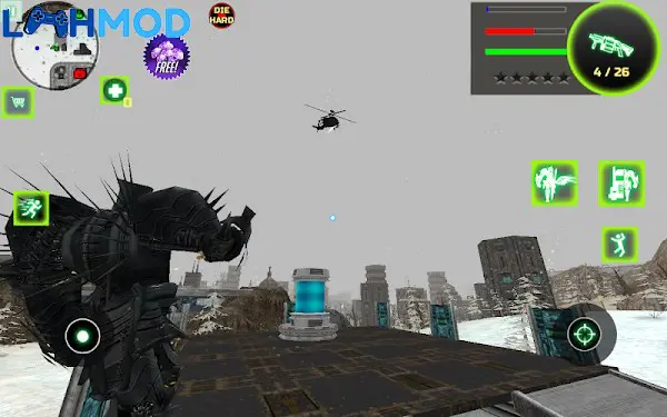 Ảnh 3 của Tải Dragon Robot 2 APK 2.5.2 cho Android iOS Cảnh robot biến hình hoặc chiến đấu tầm xa trong game
