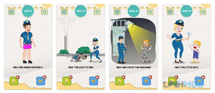 Ảnh 2 của Tải Draw Police-Tricky Puzzles Apk 0.1.6 cho Android iOs Một cảnh trong game Draw Police-Tricky Puzzles với nhân vật cảnh sát