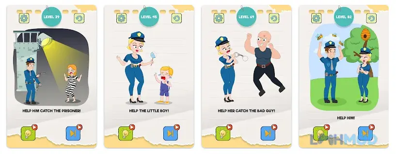 Ảnh 4 của Tải Draw Police-Tricky Puzzles Apk 0.1.6 cho Android iOs Cảnh sát đang giải quyết một câu đố trong Draw Police-Tricky Puzzles