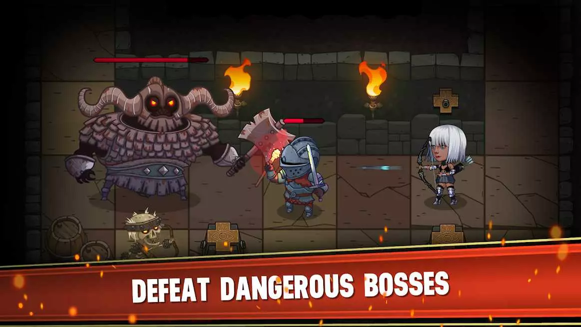 Ảnh 4 của Dungeon: Age of Heroes Mod APK 1.10.569 (Menu, Vô Hạn Vàng, Kim Cương) Hình ảnh chiến đấu đầy kịch tính trong Dungeon Age of Heroes Mod
