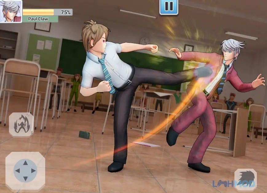 Ảnh 4 của Tải Fight Club Karate Games Mod Apk 2.8 (Mở Khóa) Android iOs Một võ sĩ đang tung đòn mạnh mẽ vào đối thủ, tạo ra hiệu ứng tia lửa