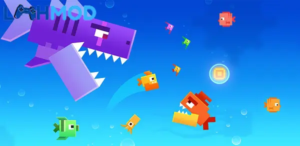 Ảnh 3 của Fishy Bits 2 MOD APK 1.1 (Vô hạn tiền) Android iOS Hình ảnh chú cá đang bơi dưới đáy biển sâu với rạn san hô