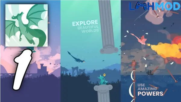 Ảnh 2 của Flappy Dragon MOD APK 1.8.1 (Rồng đã mở khóa) Android Giao diện game Flappy Dragon hiển thị nhiều loại rồng khác nhau với chỉ số riêng