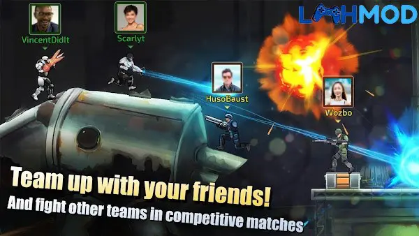 Ảnh 3 của Tải Flat Army APK 3.8.2 cho Android iOS Cảnh chiến đấu trong Flat Army với nhân vật sử dụng vũ khí hiện đại
