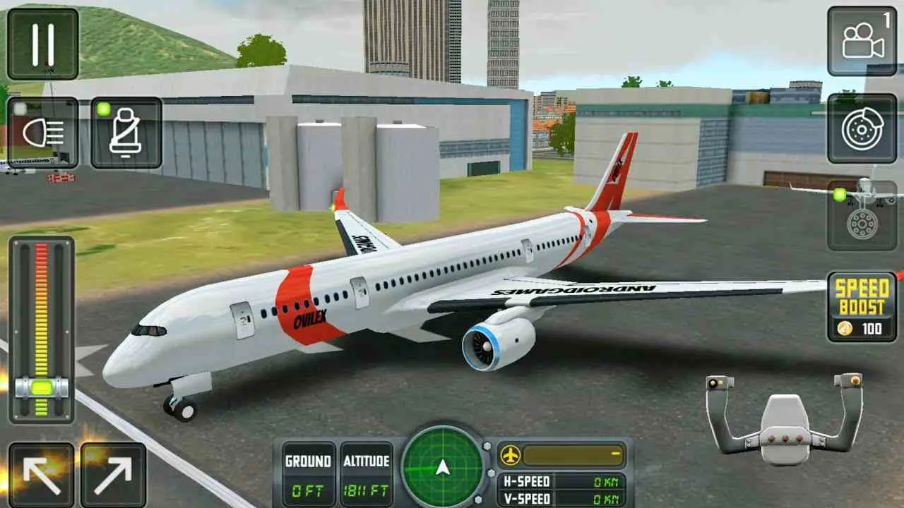 Ảnh 3 của Flight Sim 2018 Mod APK 3.1.3 (Menu, Vô Hạn Tiền) Máy bay đang di chuyển trên không trung trong Flight Sim 2018 Mod