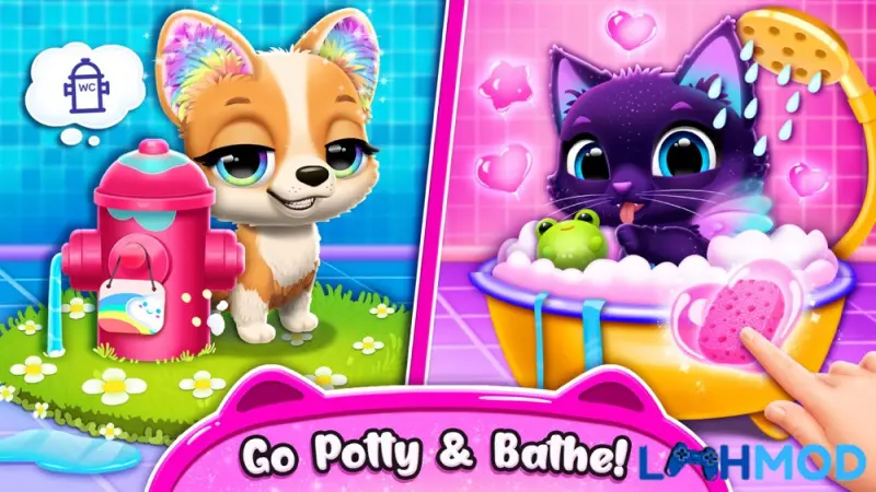 Ảnh 2 của Tải Floof – My Pet House Mod Apk v14.0.5 (Mua miễn phí) Chăm sóc thú cưng: đi vệ sinh và tắm rửa