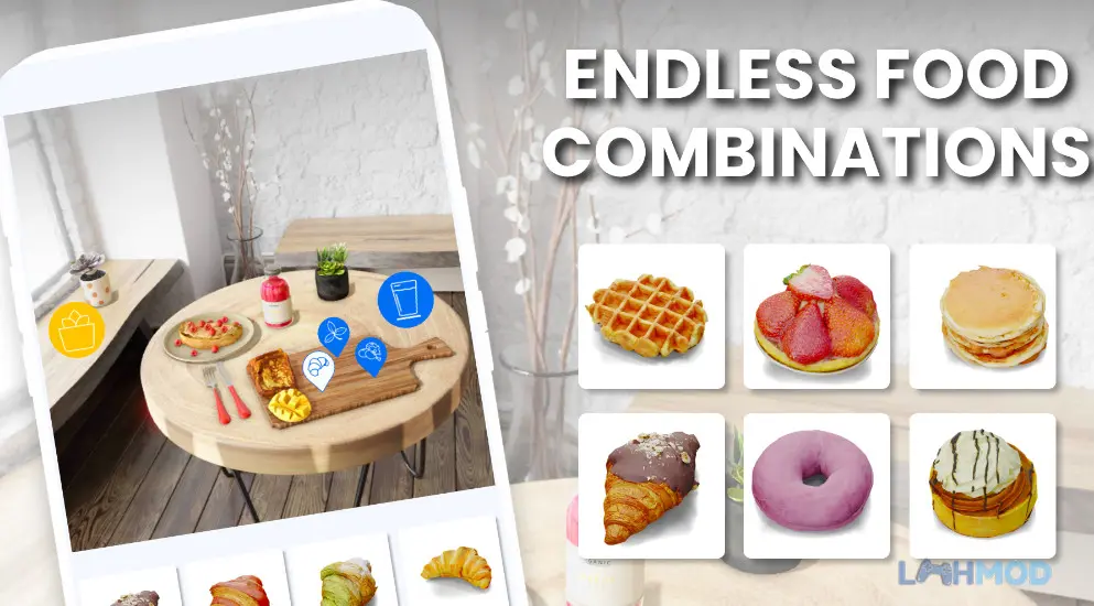 Ảnh 3 của Tải Food Stylist Apk 1.0.39 cho Android iOs Một bàn ăn được trang trí đẹp mắt với nhiều món ăn khác nhau trong Food Stylist