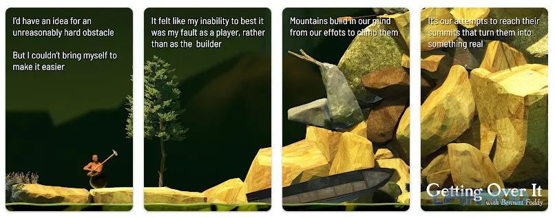 Ảnh 4 của Getting over it with bennett foddy Mod Apk v1.9.8 (Menu, giảm trọng lực, tăng tốc độ game) – LMHMOD Góc nhìn rộng cảnh leo núi đầy thử thách trong game