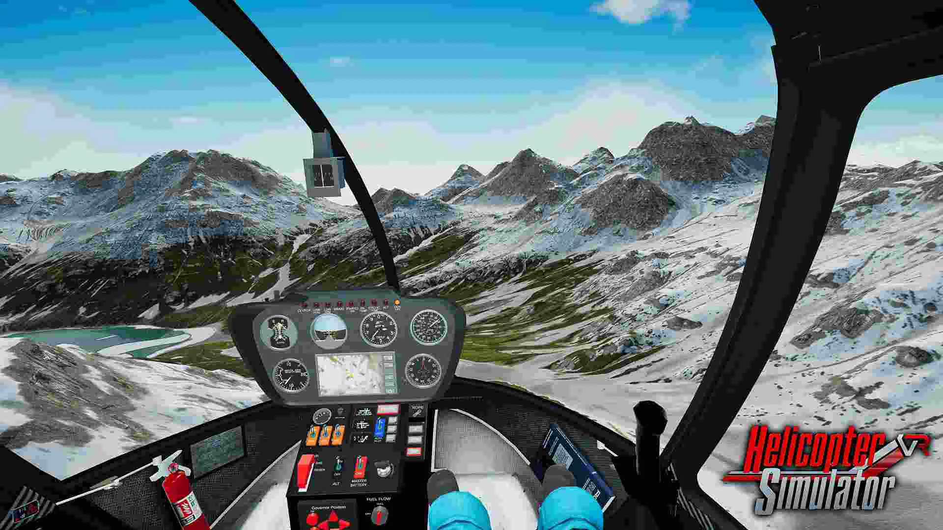 Ảnh 4 của Tải game Helicopter Simulator 2021 Mod APK 1.0.6 (Mở Khóa Tất Cả) Một chiếc trực thăng đang bay trên nền phong cảnh hùng vĩ trong game mô phỏng