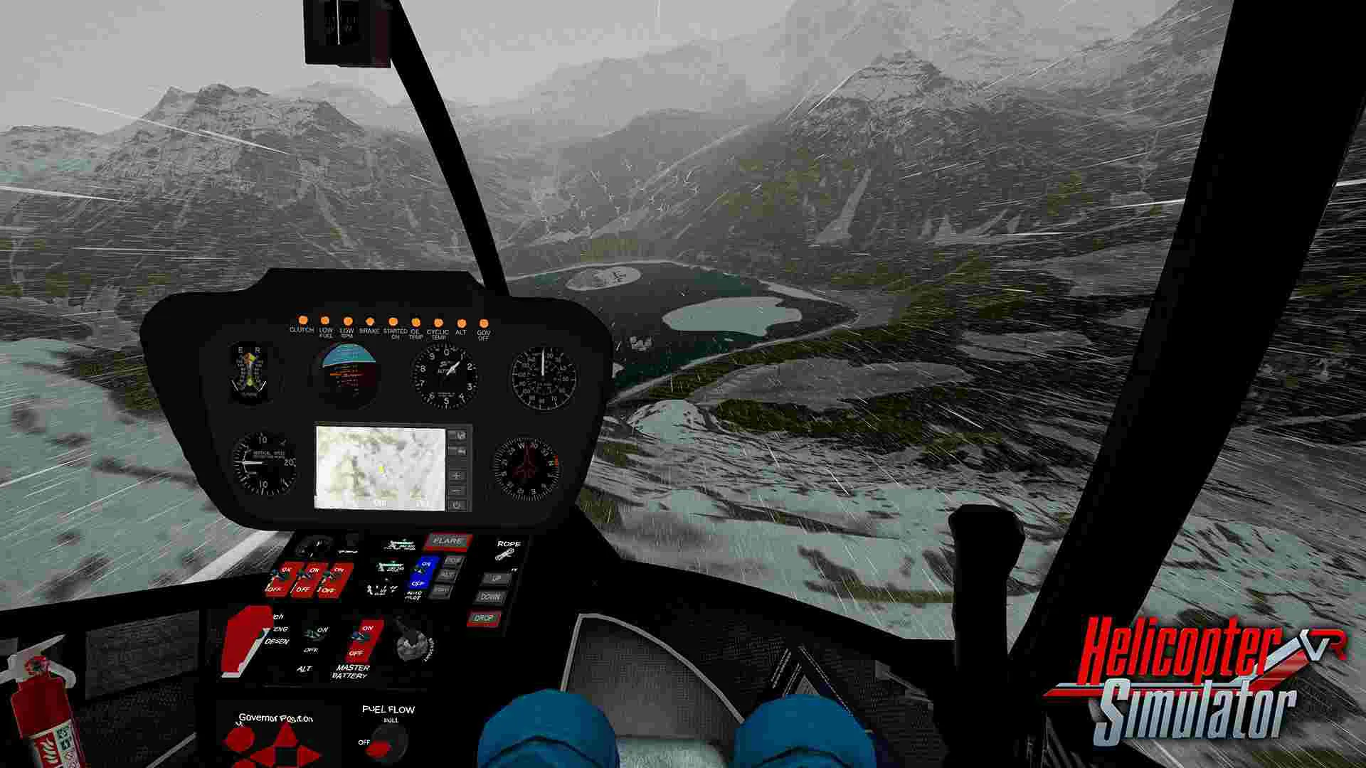 Ảnh 8 của Tải game Helicopter Simulator 2021 Mod APK 1.0.6 (Mở Khóa Tất Cả) Giao diện buồng lái trực thăng với nhiều nút điều khiển