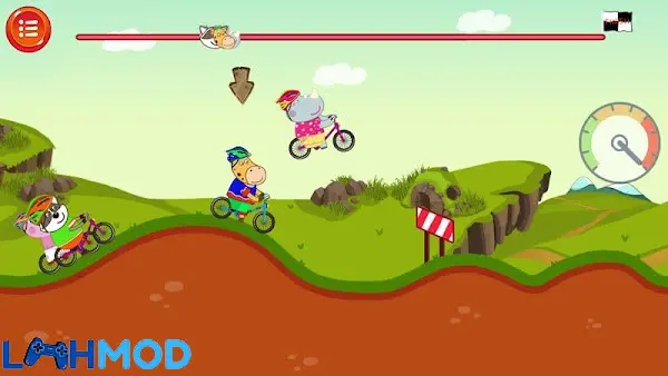 Ảnh 2 của Tải Hippo Bicycle: Kids Racing APK 1.2.9 Android iOS Cảnh chơi chú hà mã đạp xe trên đường đua đầy màu sắc