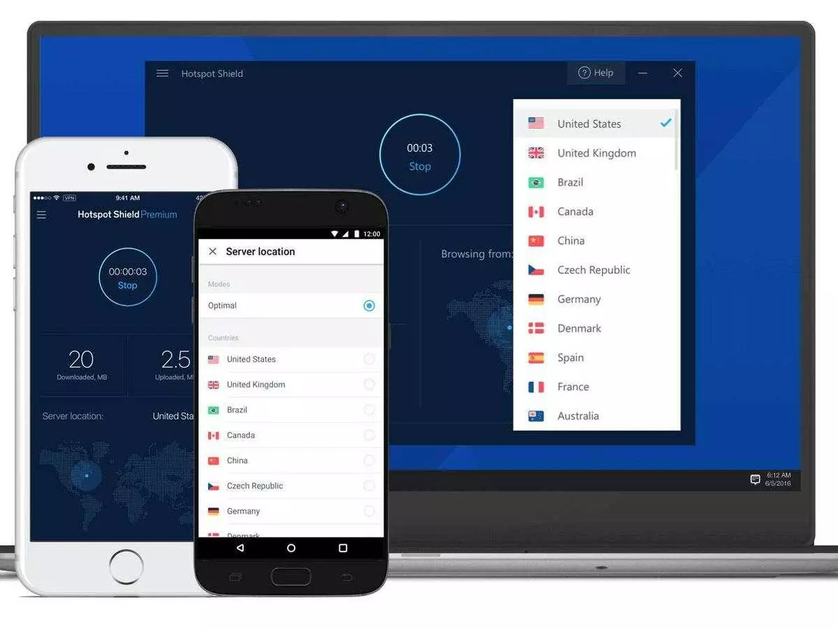 Ảnh 2 của Tải Hotspot Shield Mod APK 9.2.0 (Mở Khóa Premium) Giao diện Hotspot Shield hiển thị trạng thái kết nối VPN đang hoạt động