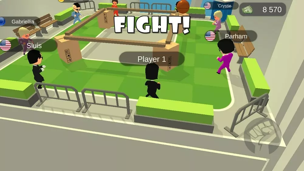 Ảnh 3 của Tải game I The One Mod APK 3.25.15 (Vô hạn tiền) Cảnh đấu trường với nhiều võ sĩ đang chiến đấu trong I The One Mod
