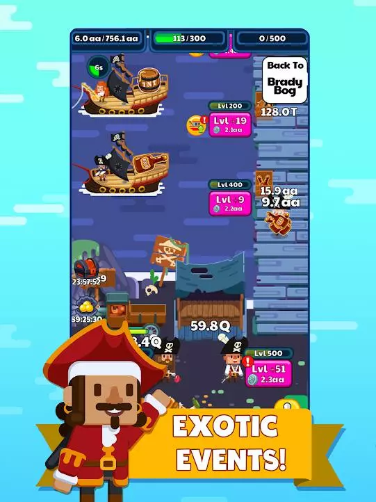 Ảnh 3 của Idle Fishing Story Mod APK v2.6.18 (Mở Khoá Trang Phục) Thuyền trưởng Raymond đang giật cần câu trong game Idle Fishing Story