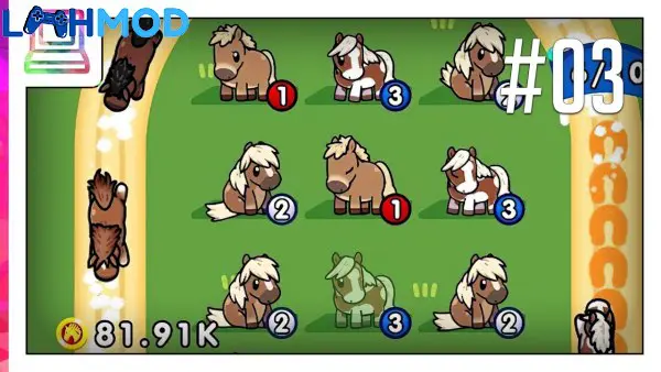 Ảnh 2 của Tải trò chơi Idle Horse Racing APK 2.0.1 Android iOS Giao diện trò chơi Idle Horse Racing với các đường đua và ngựa