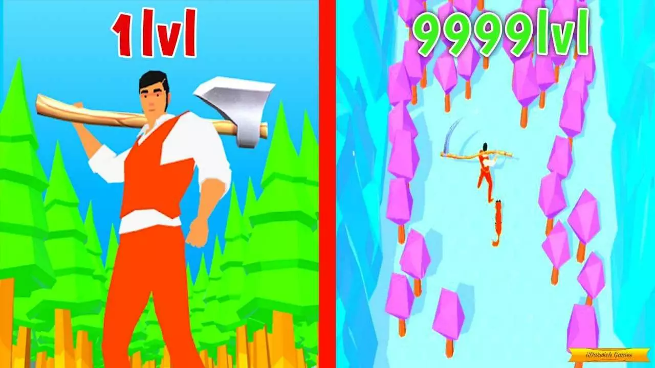 Ảnh 5 của Idle Lumberjack 3D Mod APK 1.5.22 (Menu, Vô Hạn Tiền) Đồ họa 3D khối vuông đầy màu sắc của Idle Lumberjack 3D Mod