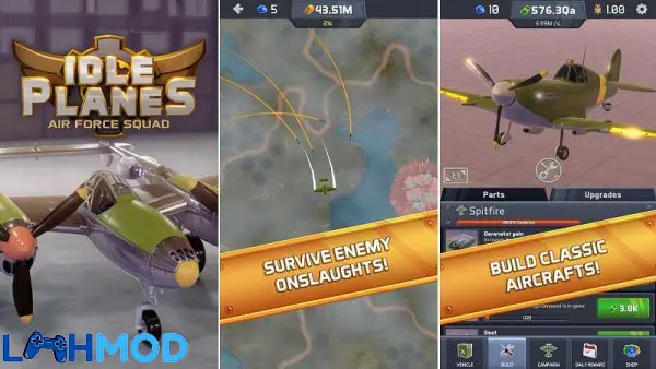 Ảnh 2 của Idle Planes: Build Airplanes MOD APK 1.1.2 (Vô hạn kim cương) Các loại máy bay đa dạng được chế tạo trong game Idle Planes: Build Airplanes